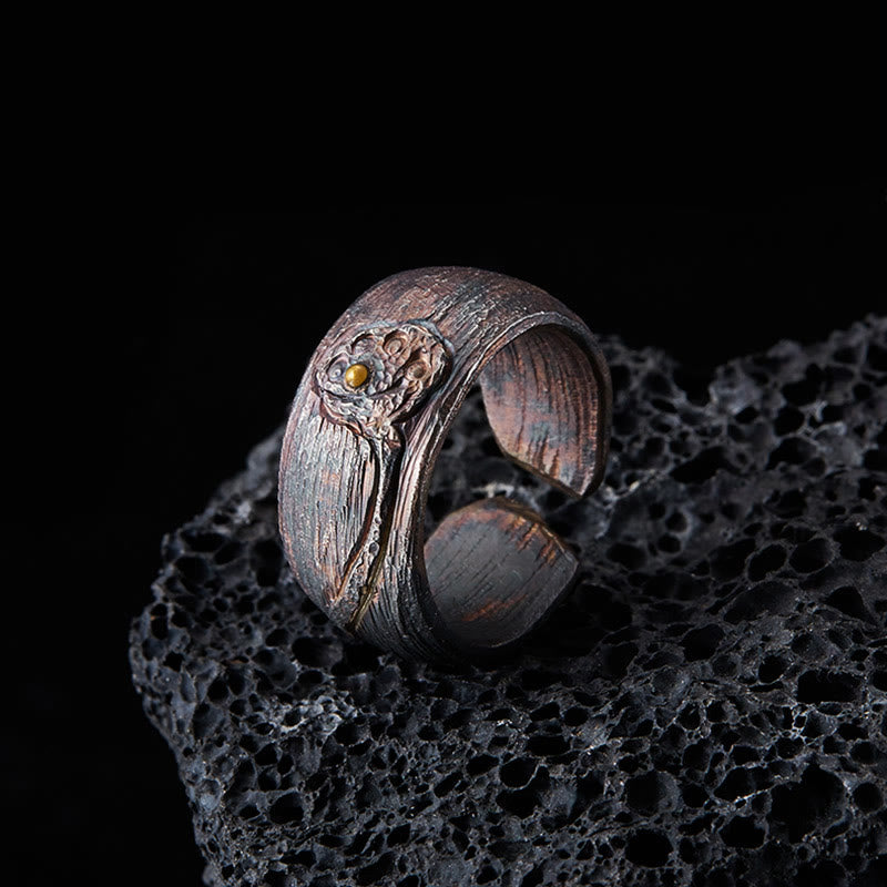 Retro 999 Sterling Silver Copper Adjustable Protection Ring