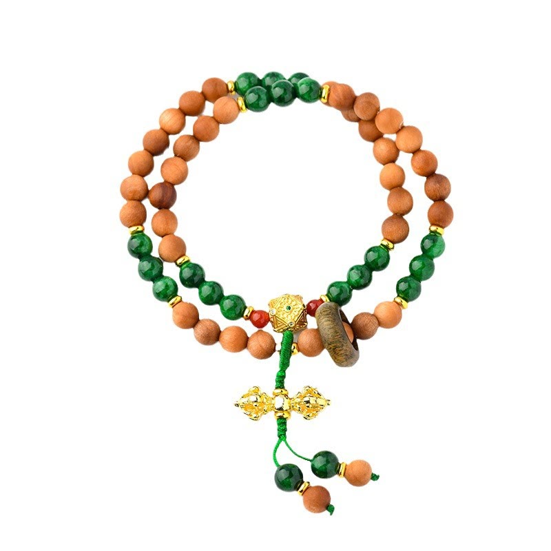 Sandalwood Wood Bead Tibet Dorje Vajra Double Twisted Design Protection Healing Bracelet - Image 8