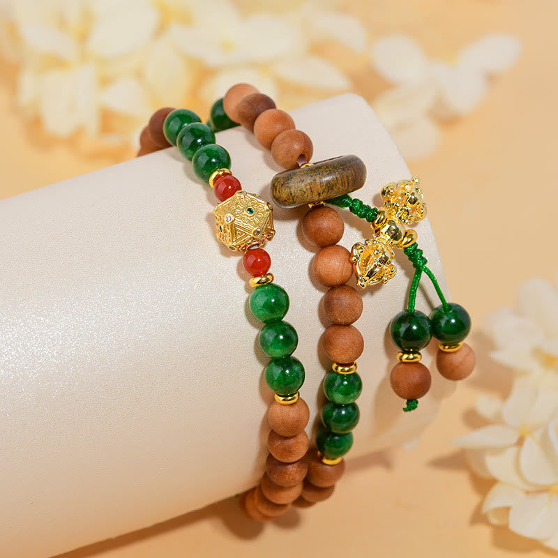 Sandalwood Wood Bead Tibet Dorje Vajra Double Twisted Design Protection Healing Bracelet - Image 4