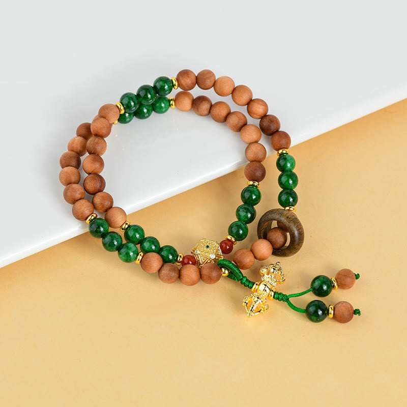Sandalwood Wood Bead Tibet Dorje Vajra Double Twisted Design Protection Healing Bracelet - Image 3