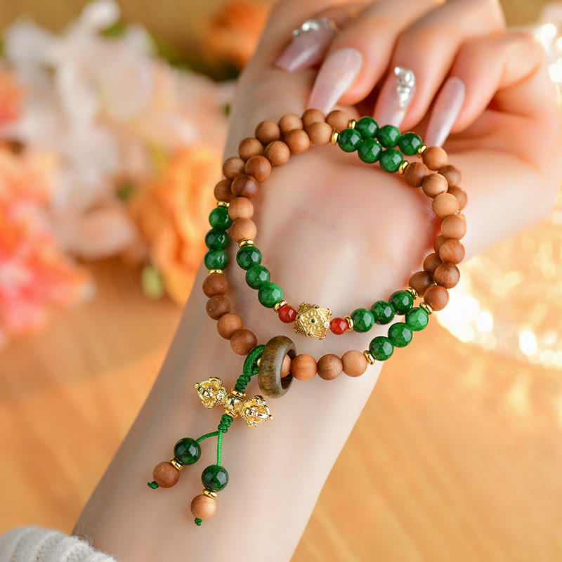 Sandalwood Wood Bead Tibet Dorje Vajra Double Twisted Design Protection Healing Bracelet - Image 5