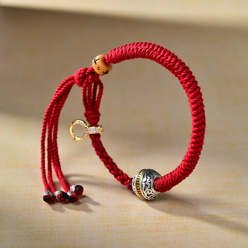 Tibetan Thangka Green Silver Tara Zakiram Goddess Of Wealth Red Braid String Luck Bracelet - Image 3