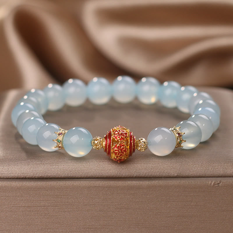 Natural Aquamarine Flower Bead Healing Bracelet