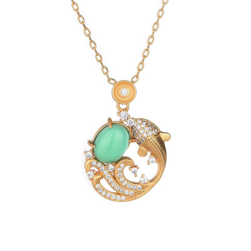 Green Chalcedony Koi Fish Strength Necklace Pendant - Image 5