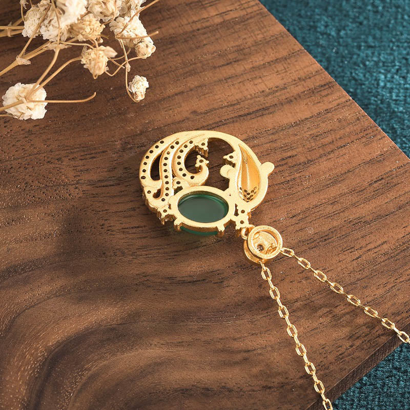 Green Chalcedony Koi Fish Strength Necklace Pendant - Image 4