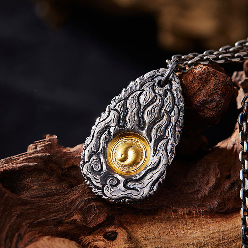 999 Sterling Silver 999 Gold Tai Chi Yin Yang Necklace Pendant