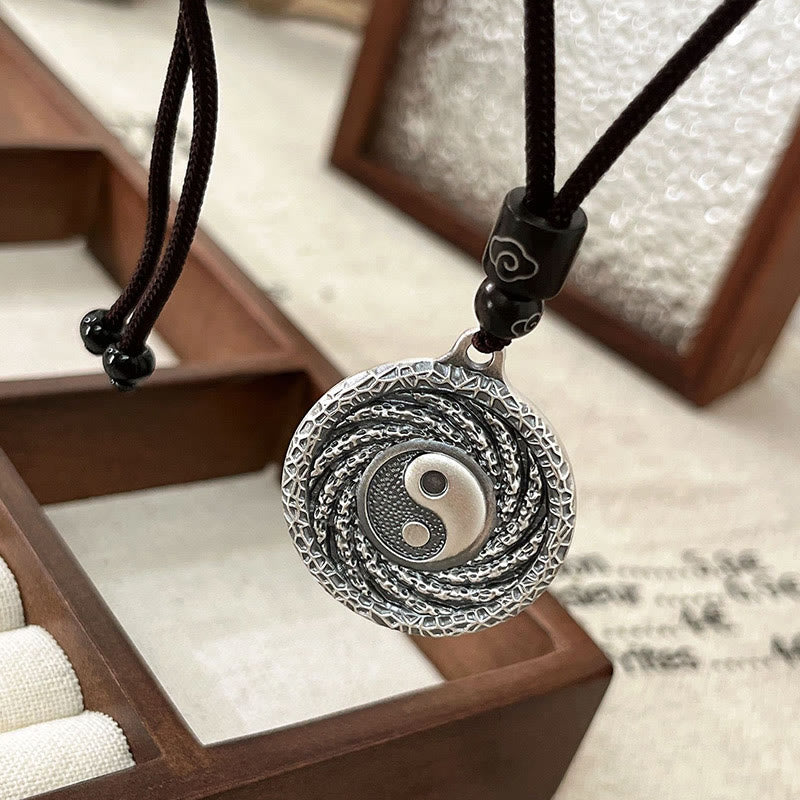 999 Sterling Silver Tai Chi Yin Yang Bagua Design Mountain Ghosts Spend Money Necklace Pendant - Image 14