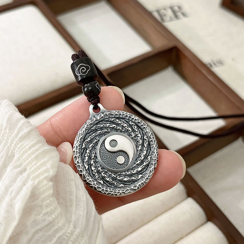 999 Sterling Silver Tai Chi Yin Yang Bagua Design Mountain Ghosts Spend Money Necklace Pendant - Image 13