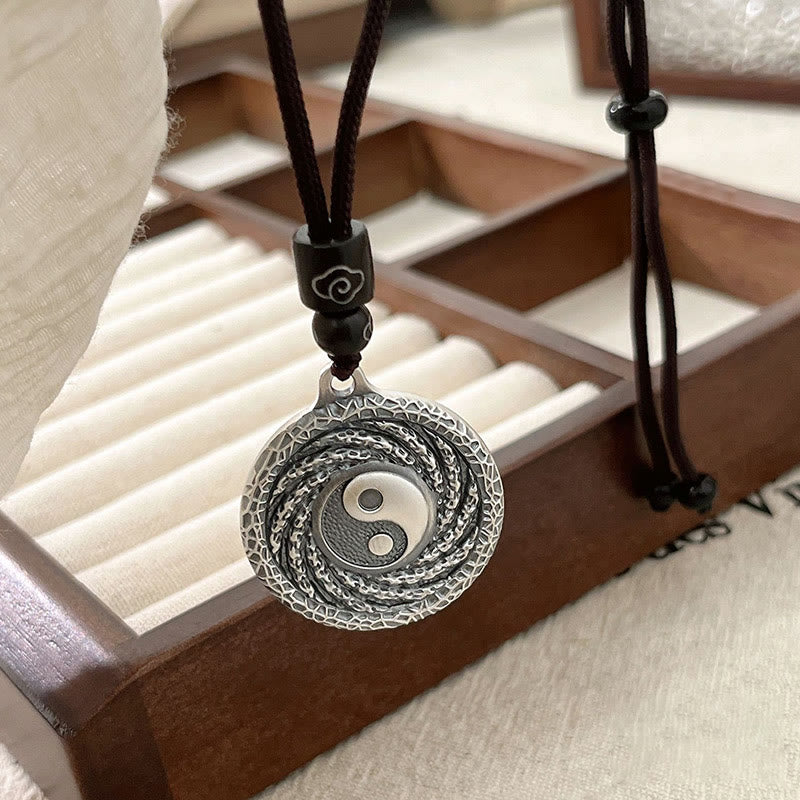 999 Sterling Silver Tai Chi Yin Yang Bagua Design Mountain Ghosts Spend Money Necklace Pendant - Image 16