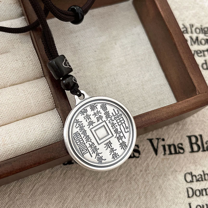 999 Sterling Silver Tai Chi Yin Yang Bagua Design Mountain Ghosts Spend Money Necklace Pendant - Image 19