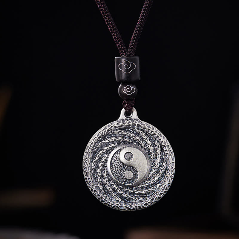 999 Sterling Silver Tai Chi Yin Yang Bagua Design Mountain Ghosts Spend Money Necklace Pendant - Image 21