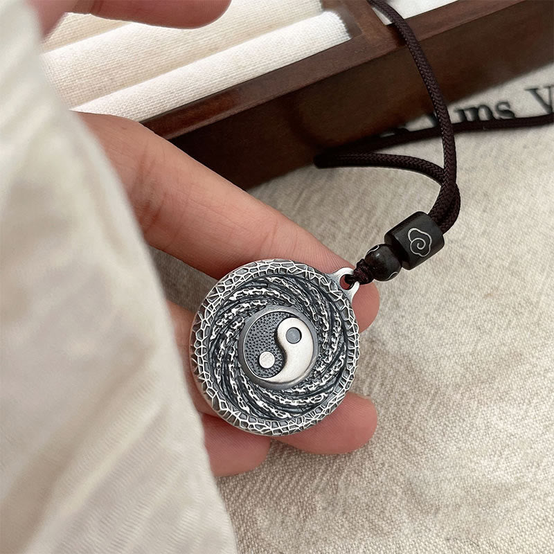 999 Sterling Silver Tai Chi Yin Yang Bagua Design Mountain Ghosts Spend Money Necklace Pendant - Image 18