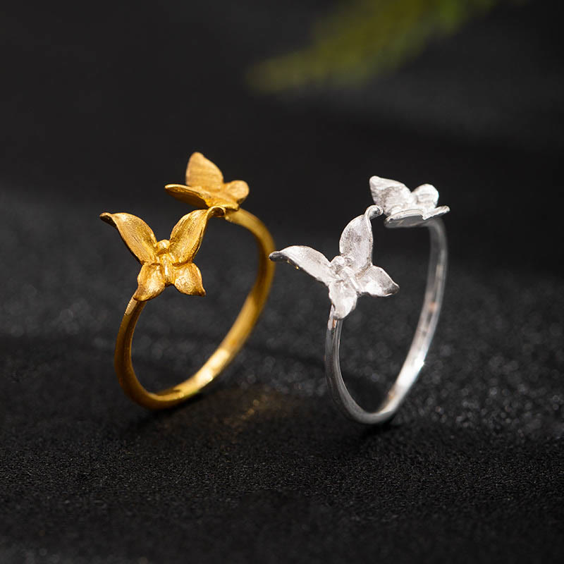 925 Sterling Silver Butterfly Love Ring