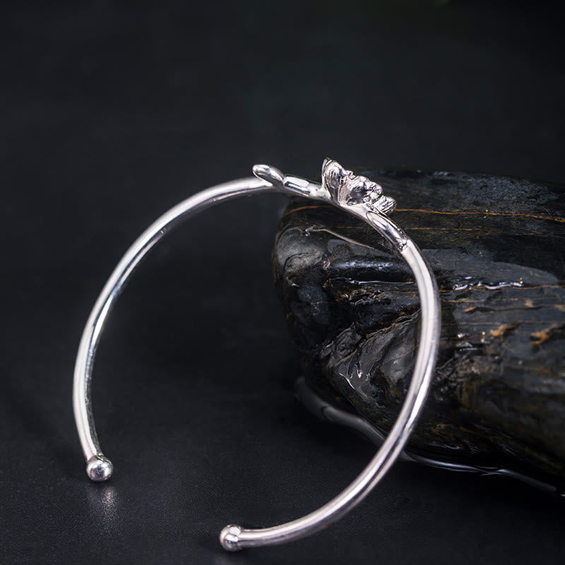 925 Sterling Silver Cherry Blossom Luck Bracelet Bangle - Image 10