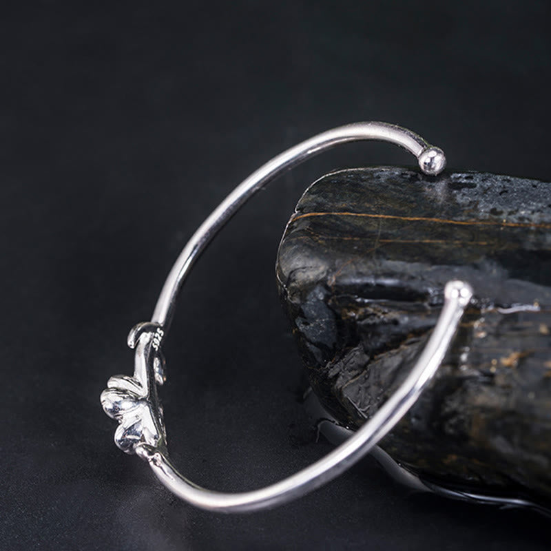 925 Sterling Silver Cherry Blossom Luck Bracelet Bangle - Image 9