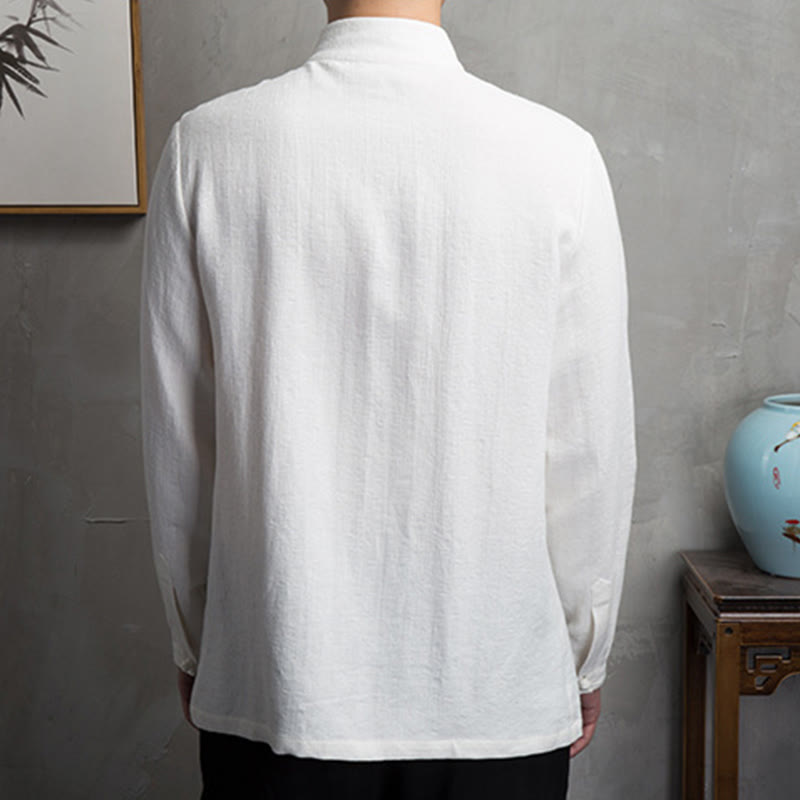 Solid Color Chinese Tang Suit Cotton Linen Jacket Men Clothing - Image 7