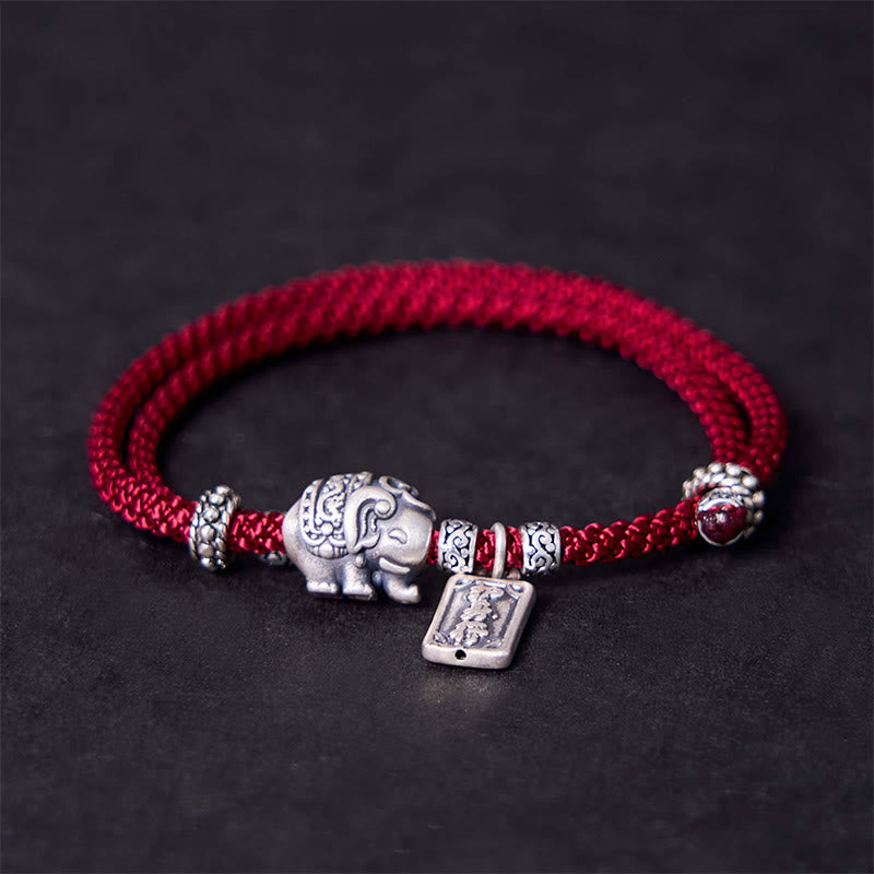 925 Sterling Silver Elephant Safe And Well Amulet Charm Strength Bracelet - Image 17