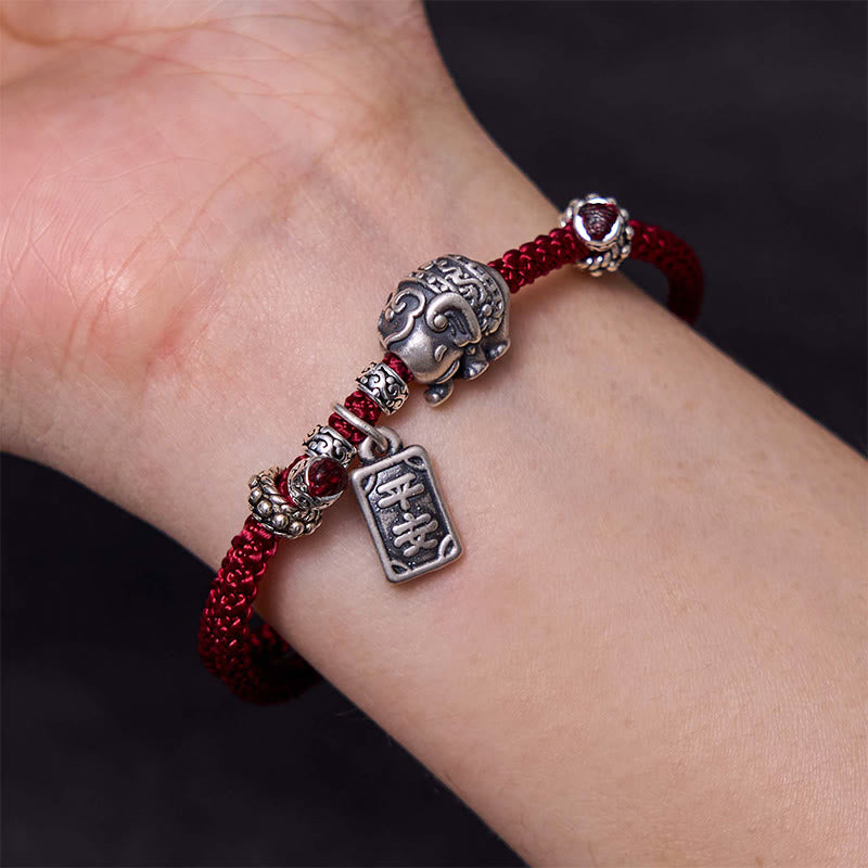 925 Sterling Silver Elephant Safe And Well Amulet Charm Strength Bracelet - Image 23
