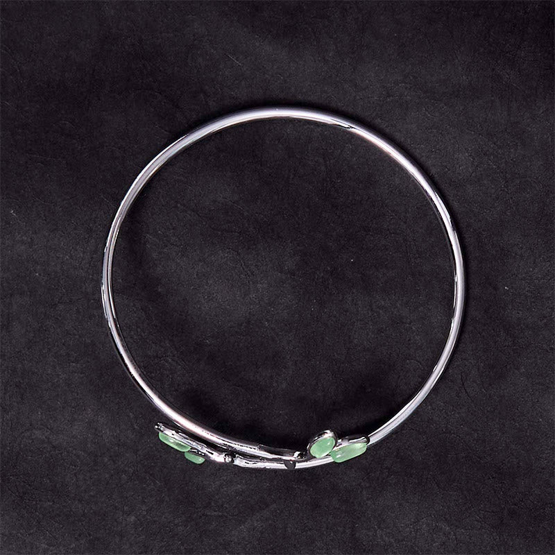 Leaf Pattern Cat Eye Support Cuff Bracelet Bangle - Image 3
