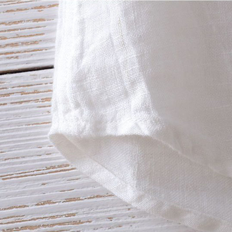 Men's Shirt Solid Color Lapel Top Long Sleeve Comfy Button Crease Cotton Linen Shirt - Image 14