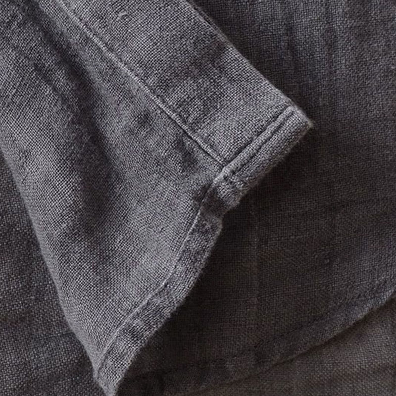 Men's Shirt Solid Color Lapel Top Long Sleeve Comfy Button Crease Cotton Linen Shirt - Image 7