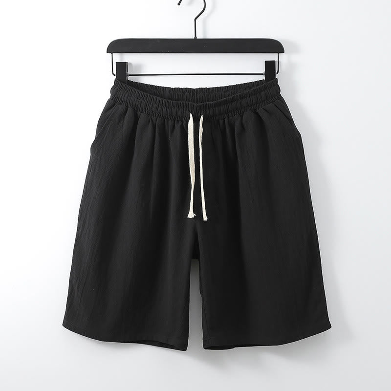 Casual Solid Color Men's Straight Shorts With Pockets Cotton Shorts Men's Pants - Image 2