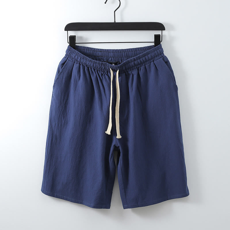 Casual Solid Color Men's Straight Shorts With Pockets Cotton Shorts Men's Pants - Image 3