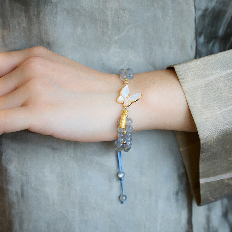 Natural Moonstone Butterfly Bamboo Healing String Bracelet - Image 3