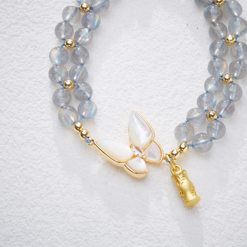 Natural Moonstone Butterfly Bamboo Healing String Bracelet - Image 6
