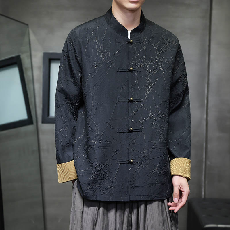 Tang Suit Casual Frog-button Long Sleeve Nylon Men's Jacket Shirt Clothing