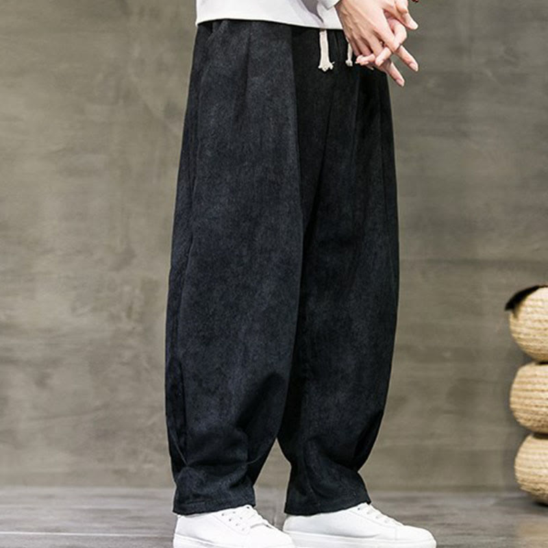 Casual Plain Cotton Bloomer Men's Pants With Pockets - Image 3