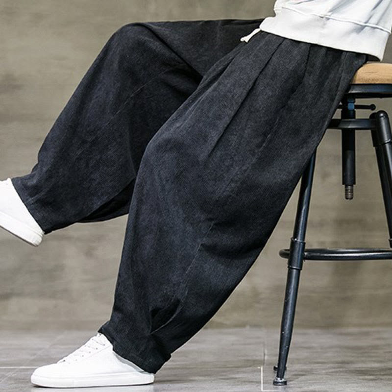 Casual Plain Cotton Bloomer Men's Pants With Pockets - Image 7