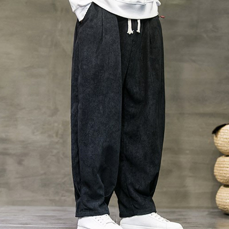 Casual Plain Cotton Bloomer Men's Pants With Pockets - Image 4