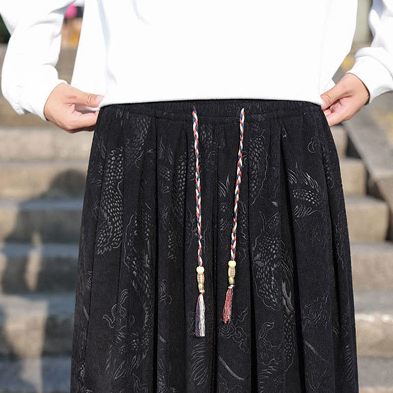 Dragon Design Casual Plain Cotton Men's Pants With Pockets - Image 19