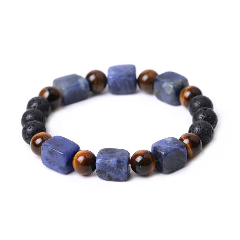 Various Crystals Cube Amethyst Lava Rock Support Bracelet - Image 48