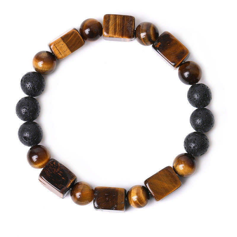 Various Crystals Cube Amethyst Lava Rock Support Bracelet - Image 19