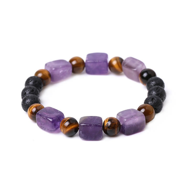 Various Crystals Cube Amethyst Lava Rock Support Bracelet - Image 8