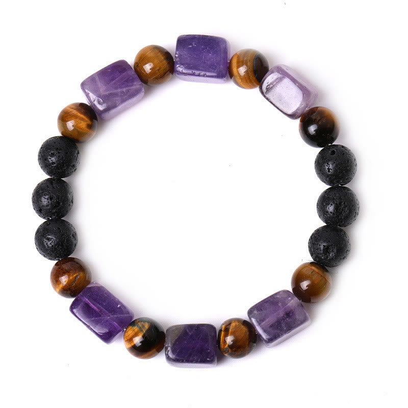 Various Crystals Cube Amethyst Lava Rock Support Bracelet - Image 9