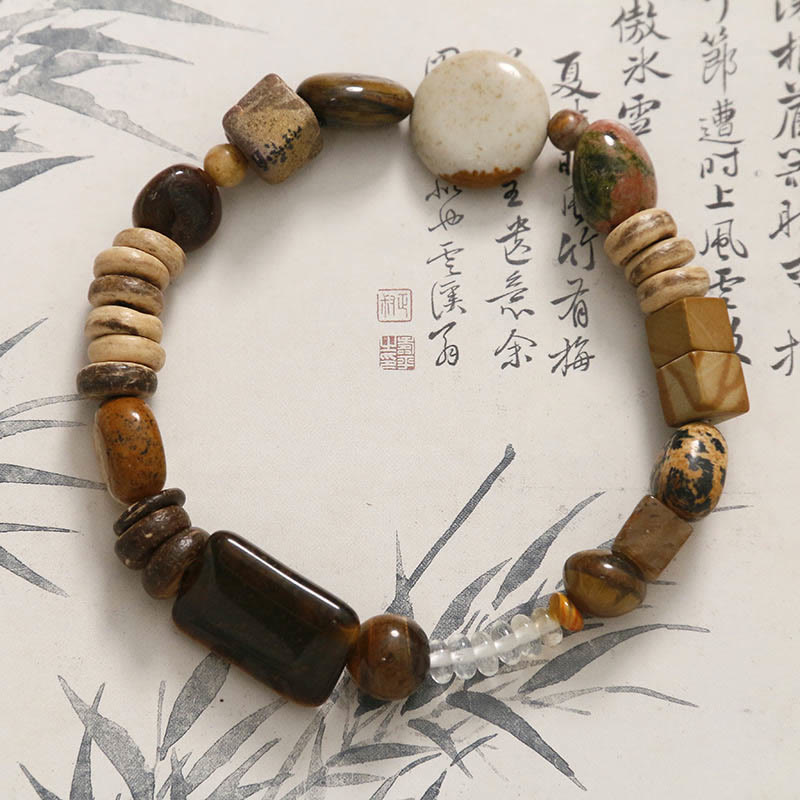 Coconut Shell Tiger Eye Courage Bracelet