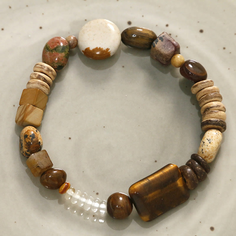 Coconut Shell Tiger Eye Courage Bracelet - Image 4