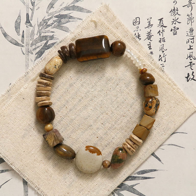Coconut Shell Tiger Eye Courage Bracelet - Image 5