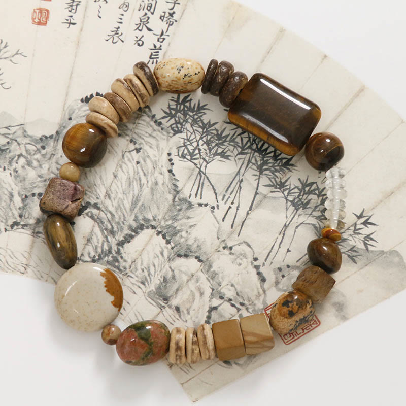 Coconut Shell Tiger Eye Courage Bracelet - Image 3