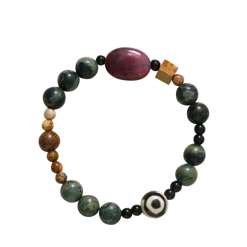 Green Agate Three-eyed Dzi Bead Power Success Bracelet - Image 8