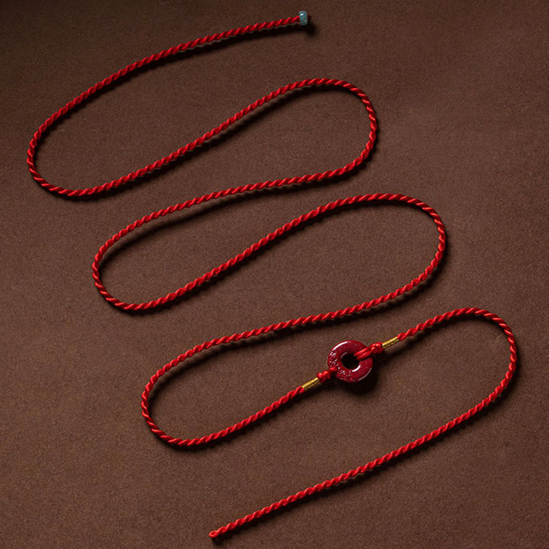 Natural Cinnabar Peace Buckle Blessing Red String Belly Chain - Image 8