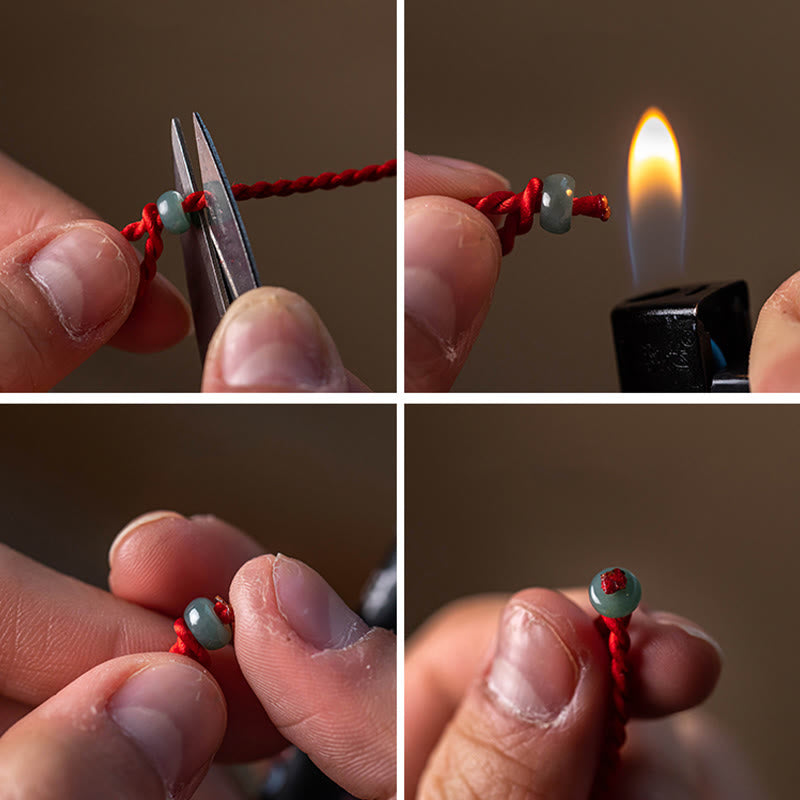 Natural Cinnabar Peace Buckle Blessing Red String Belly Chain - Image 13