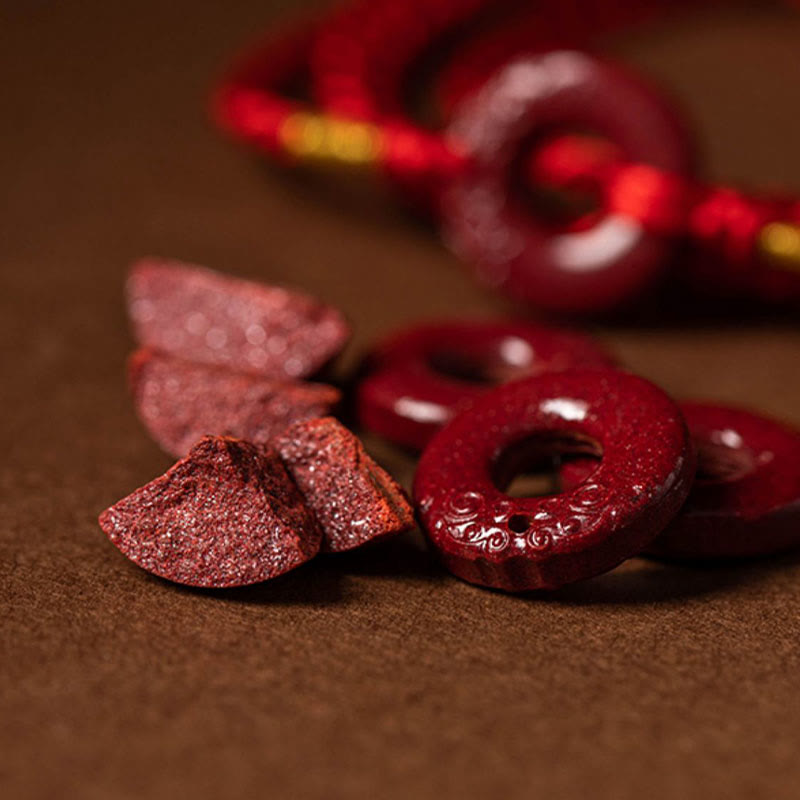 Natural Cinnabar Peace Buckle Blessing Red String Belly Chain - Image 9