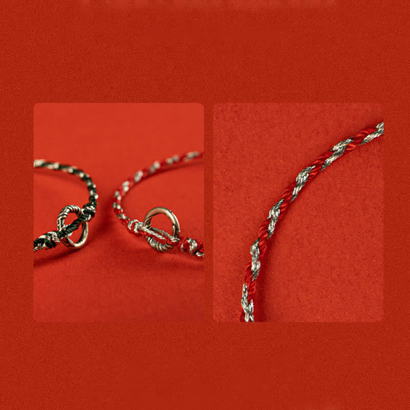 925 Sterling Silver Peace Buckle Luck String Bracelet - Image 18