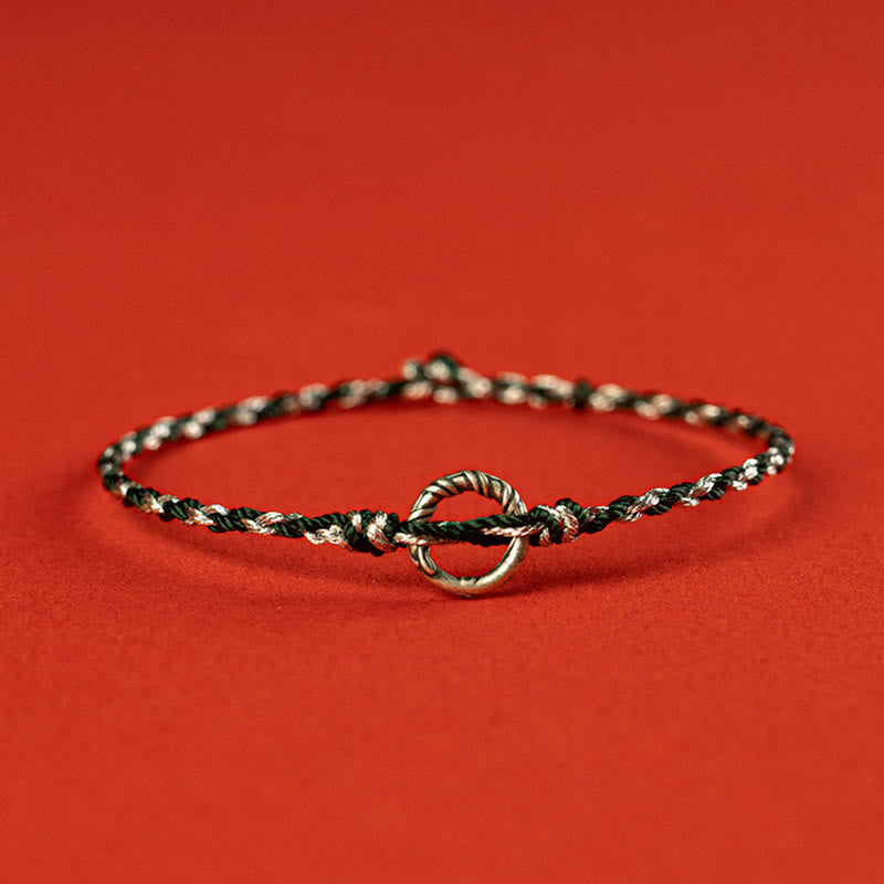 925 Sterling Silver Peace Buckle Luck String Bracelet - Image 14