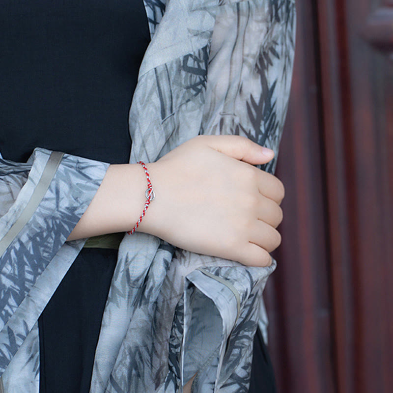 925 Sterling Silver Peace Buckle Luck String Bracelet - Image 11