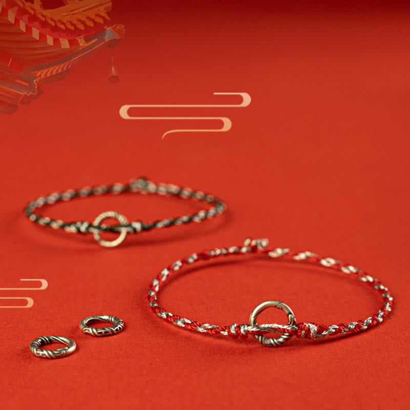 925 Sterling Silver Peace Buckle Luck String Bracelet - Image 19